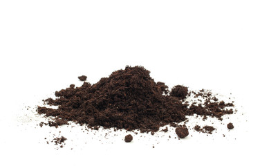 pile of soil isolated on white background - Image .