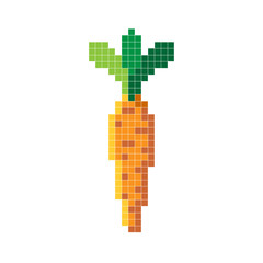 Fototapeta premium 8 bit pixel carrot. Vector illustration. Old school computer graphic style.