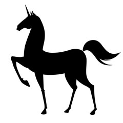 Fototapeta na wymiar Beautiful silhouette of unicorn black on white background.