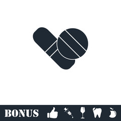 Pills icon flat