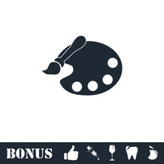 Paint brush with palette icon flat