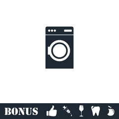 Washing machine icon flat