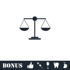 Justice scale icon flat