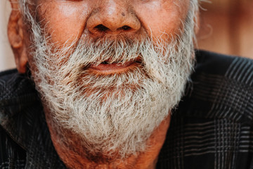 Closeup shot of beard of an old man