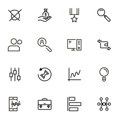 Business analytics line icon set.