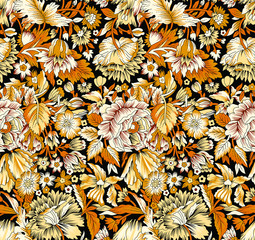 Seamless vintage vector floral motif © malkani