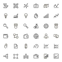 Fototapeta premium Business analytics line icon set.