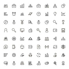 Business analytics line icon set.