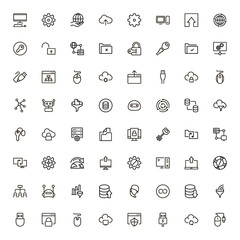 Data centre line icon set.