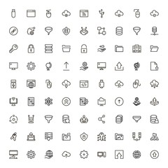Data centre line icon set.