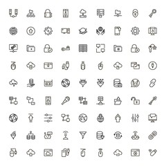 Data centre line icon set.