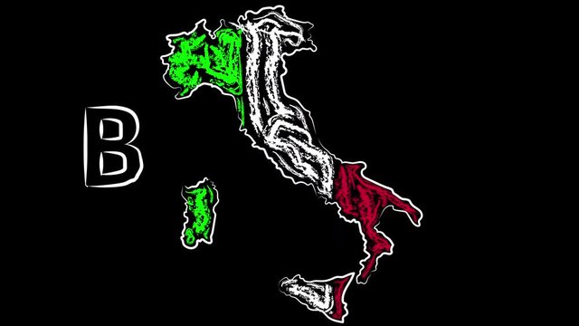 Animation Brescia Italy. Coloring the map and flag