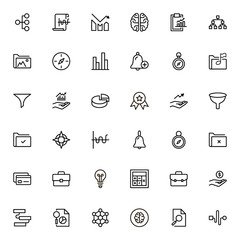 Financial administration line icon set.