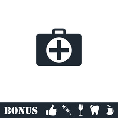 Fototapeta premium First aid kit icon flat