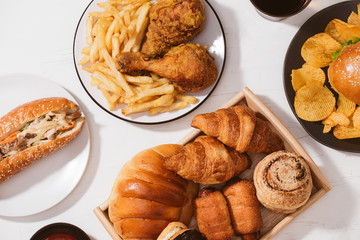 Fast food. Street and Takeaway food - Unhealthy food concept