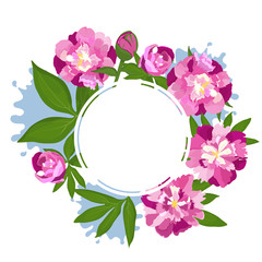 Peonies frame, decor to Mother's , Women's Day, for the design of wedding cards, save the date