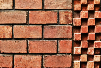 Brickwork of old building, closeup