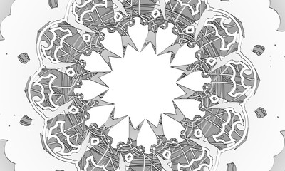 Decorative design element. Patterns with geometric ornament. Circular ornamental symbol. Islam, Arabic and Indian, ottoman motifs. 3D rendering