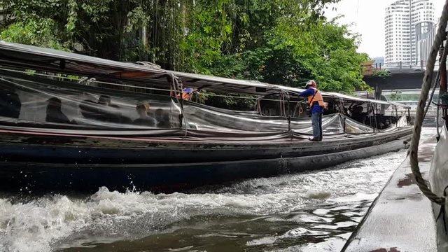 The Saen Saep express boat service is a water bus operating on the Saen Saep canal in Bangkok