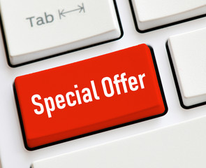 Fototapeta premium A keyboard with a red button - Special Offer