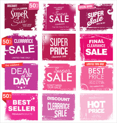 Collection of grunge retro sale background