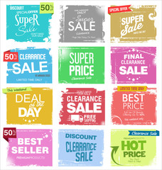 Collection of grunge retro sale background