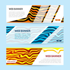 Set Horizontal color banners with white paper. Summer banner sea waves and yellow sand. Universal template for a web site with empty place for text.  