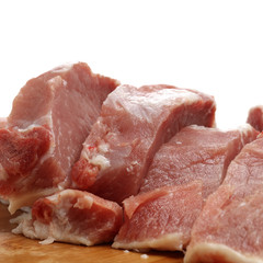 Fresh raw pork on white background