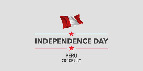 Peru happy independence day greeting card, banner, vector illustration