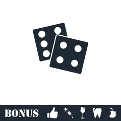 Dices icon flat