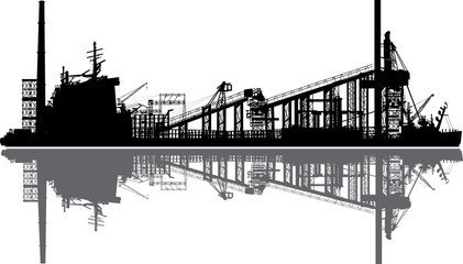 Fototapeta premium seaport with reflection isolated on white