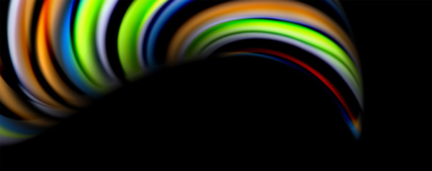 Fluid color waves with light effects, vector abstract background
