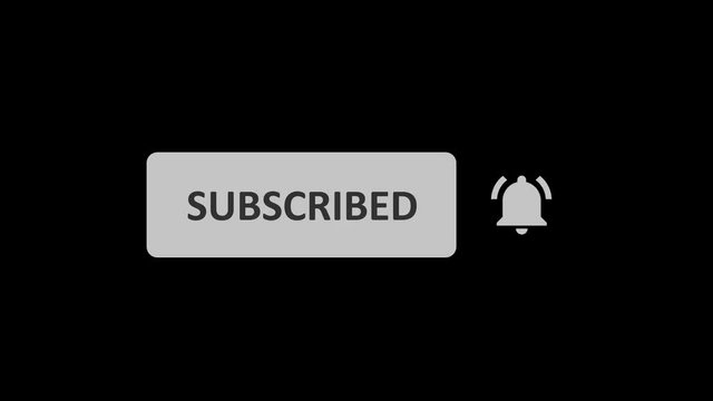 Clicking on a subscribe button and the notification bell. Alpha channel.