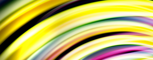 Fluid color waves with light effects, vector abstract background