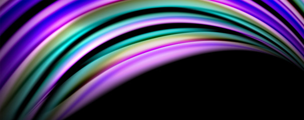 Fluid color waves with light effects, vector abstract background