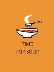 Bowl of soup. Orange background
