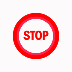 Red Stop Sign isolated on white background. Traffic regulatory warning stop symbol. Vector illustration, EPS10.