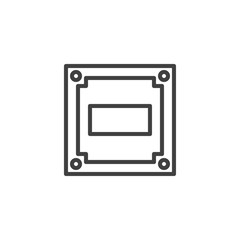 Cpu Circuit board line icon. Microprocessor linear style sign for mobile concept and web design. Computer Microchip outline vector icon. Symbol, logo illustration. Vector graphics