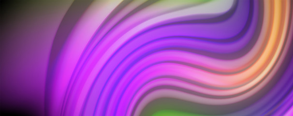Obraz premium Fluid liquid color wave lines, glowing colorful light effect, abstract composition template. Geometric technology abstract pattern. Movement concept