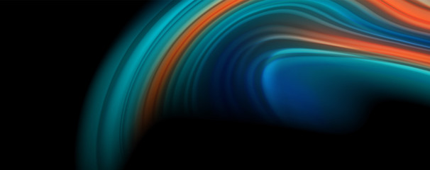 Modern rainbow liquid color flow colorful poster. Wave Liquid shape in black color background. Abstract composition