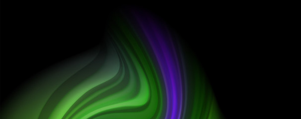 Modern rainbow liquid color flow colorful poster. Wave Liquid shape in black color background. Abstract composition