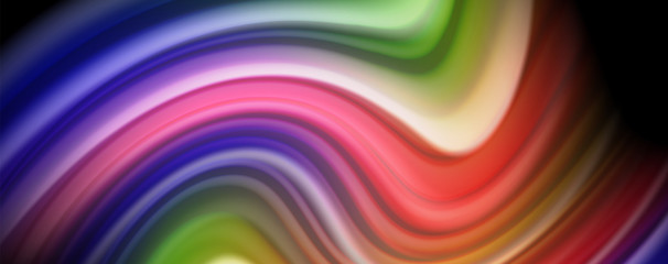 Fluid liquid color wave lines, glowing colorful light effect, abstract composition template. Geometric technology abstract pattern. Movement concept