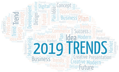 2019 Trends word cloud. Wordcloud made with text only.