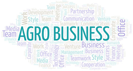 Agro Business word cloud. Collage made with text only.