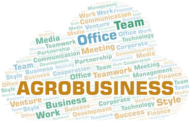 Agrobusiness word cloud. Collage made with text only.