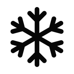 Vector high quality logo illustration of the snowflake black icon isolated on white background. Air conditioning related symbol