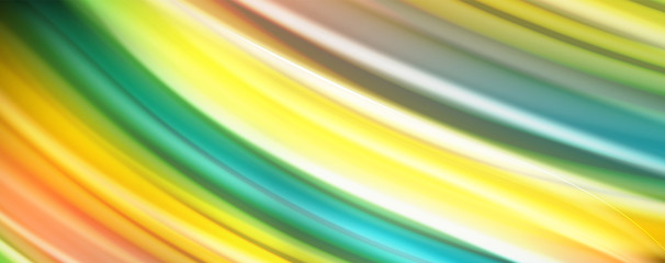 Abstract wave lines fluid rainbow style color stripes on black background. Artistic illustration for presentation, app wallpaper, banner or poster