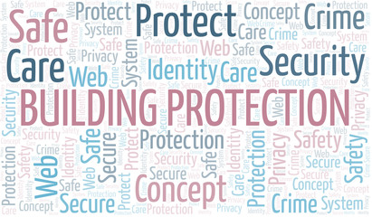 Building Protection word cloud. Wordcloud made with text only.