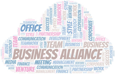 Obraz premium Business Alliance word cloud. Collage made with text only.