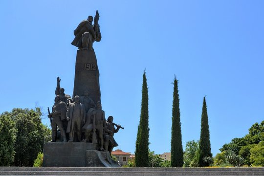 The Monument Of Independence. Monument Dedicated To The Albanian Declaration Of Independence. Located At The Flag's Plaza, In Vlore / Vlora, Albania.